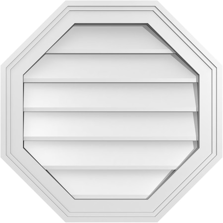 Ekena Millwork Octagonal Surface Mount PVC Gable Vent w/ 2"W x 1-1/2"P Brickmould Frame, 20"W x 20"H GVPOC20X2002SN